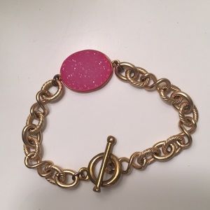 Fuchsia and gold bracelet